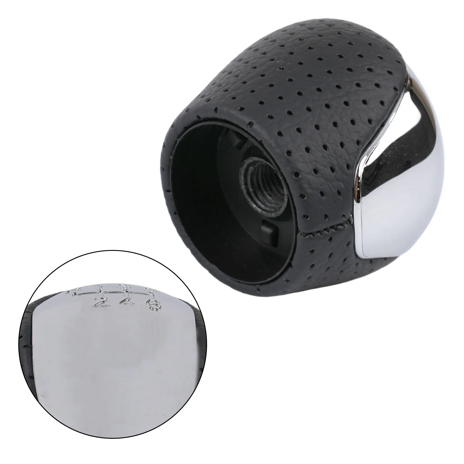 Perforated Leather Gear Knob Chrome 6-Speed For Hyundai I30 IX35 Car Gear Shift Knob Lever Shifter Stick Handball