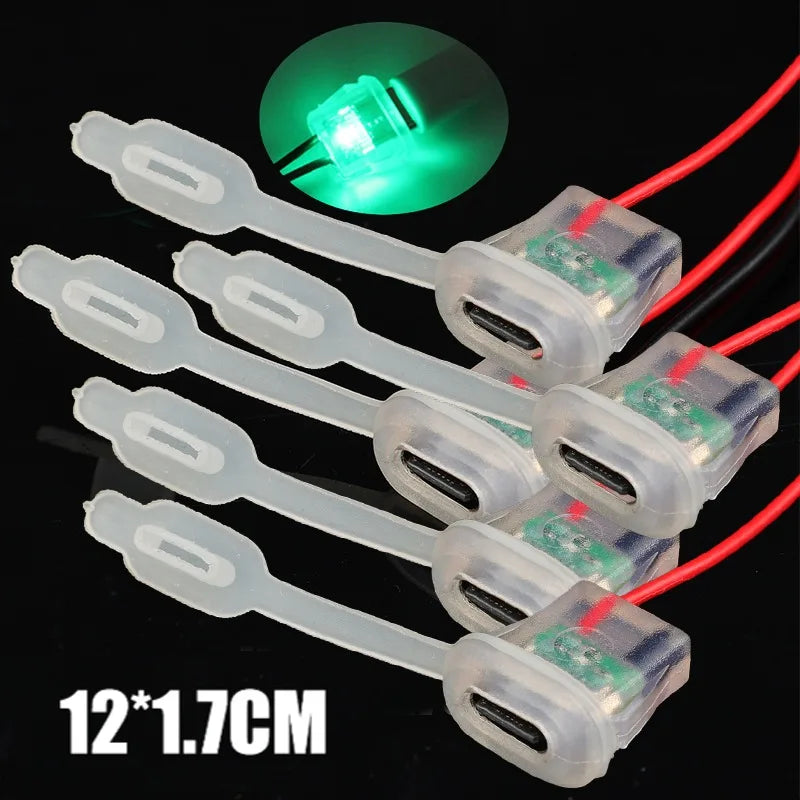 2pin USB Type C 3A Input Type Charging Socket with LED Lights Plate Waterproof Power Port TYPE-C Female Connector Jack