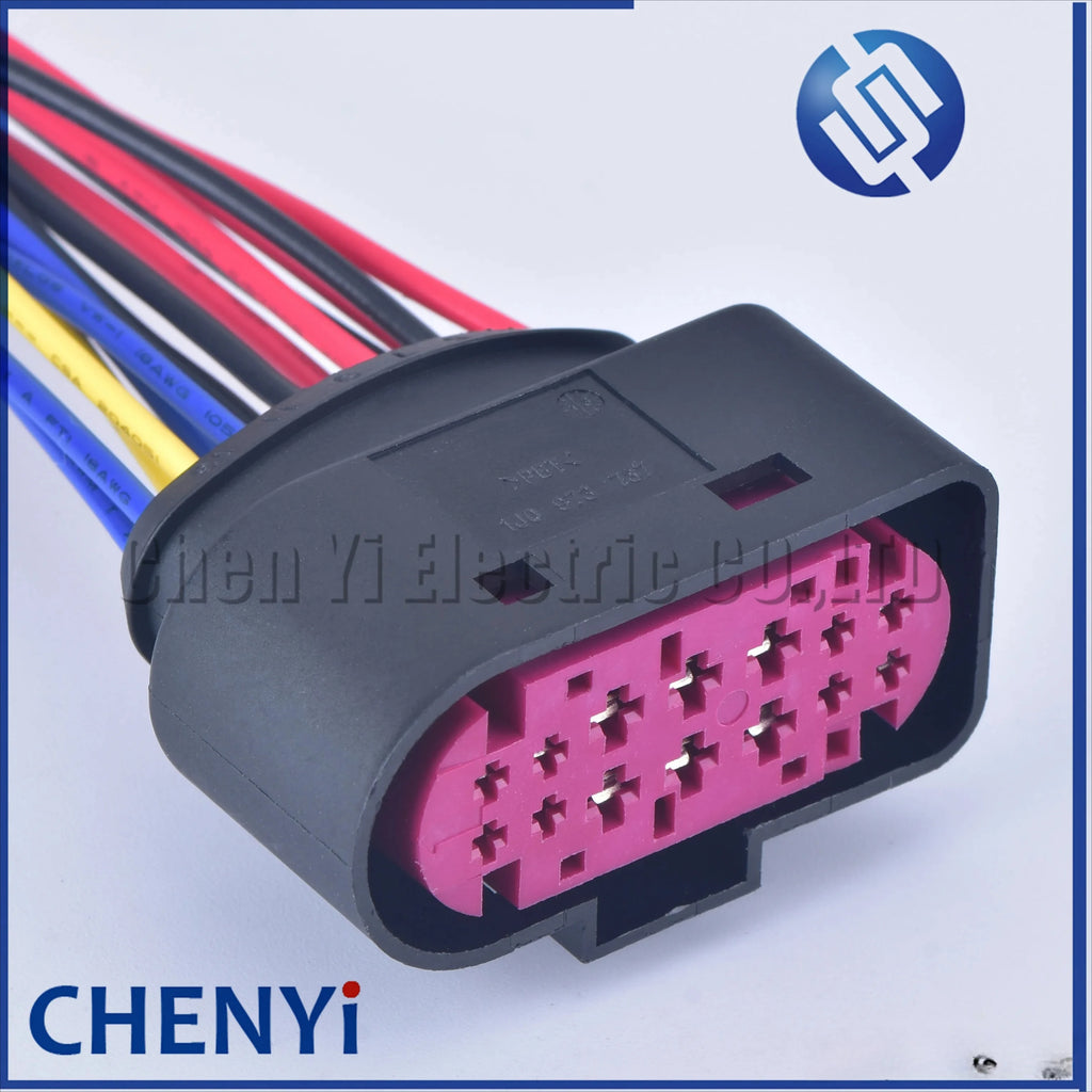 14 Pin/way Waterproof Car Xenon Headlight Lamp Plug Connector Socket 1J0973737 1J0973837 with wires