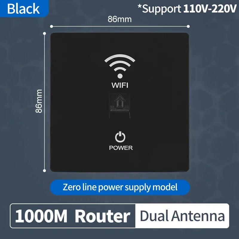 In-Wall Smart WiFi Router Panel 1000Mbps - 86-Type Hidden AP with 110V-220V for Home/Hotel Network Coverage