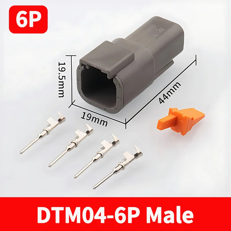 Deutsch DTM Series Sealed Connector Kit (DTM06 & DTM04) 1-10 Boxes - Automotive Waterproof Plug with Terminals & Pins for Truck