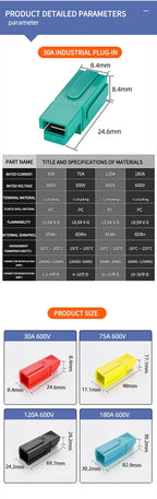 40/90/200/500Pcs/Box  Single Pole Plug 30A High Current Connector - PP Battery Forklift Power Terminals Bulk Pack