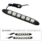 2Pcs Universal Car Led DRL Daytime Running Light Flexible 6SMD White Ice Blue Waterproof Driving Fog Bulb Styling DC 12V Tools