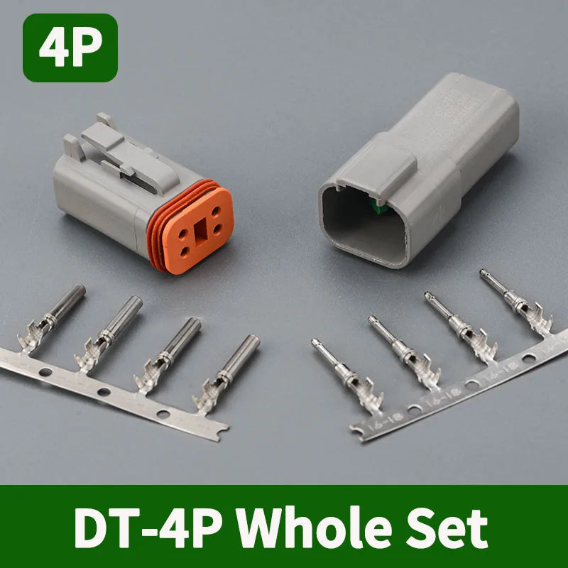 5/10/100 Sets 4 Pin Way Deutsch DT04-4P DT06-4S Waterproof Electrical Wire Connector 16-22 AWG DT Series Connector Male Female