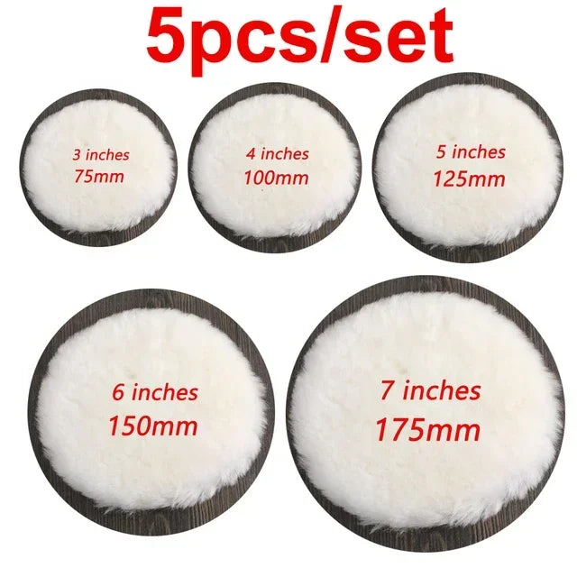 3/4/5/6/7 Inch Wool Polishing Disc Car Waxing Polishing Buffing Car Paint Care Polisher Pads Auto Washing Accessories 1/5pcs