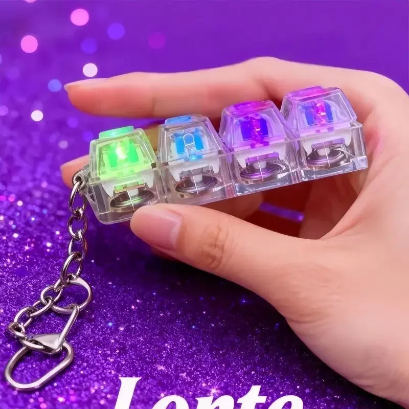 Keyboard Keychain Light Up Keyboard Keychain Stress Relief Clickable 4LEDs Button Toy for People with Anxiety Desk Decor Amagi