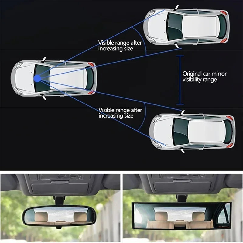 Car Snap-on HD Large Field of View Anti-fog Rear-view Mirror Universal Anti-glare Wide-angle Mirror White Car Accessories Amagi