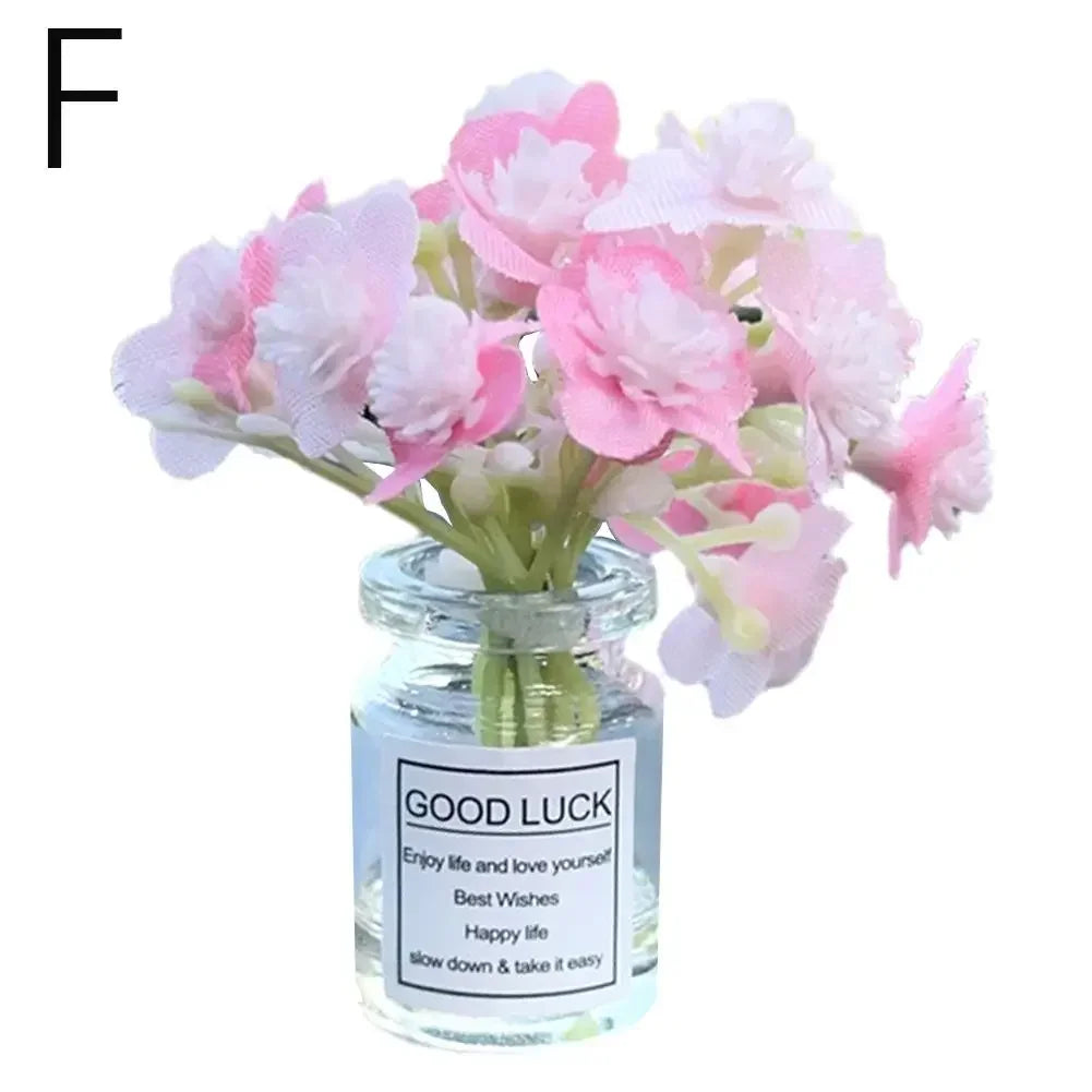 Car Interior Decoration Auto Dashboard Gadgets Ornament Cute Simulation Flowers Vase Sakura Gypsophila For Girl Woman Amagi