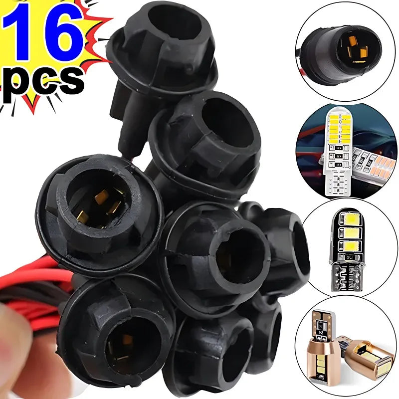 16/1pcs DC12V T10 W5W 147 Dashboard Wedge Light Bulb Socket Rubber Light Bulb Socket Lamp Holder Connector for Auto Truck Boat