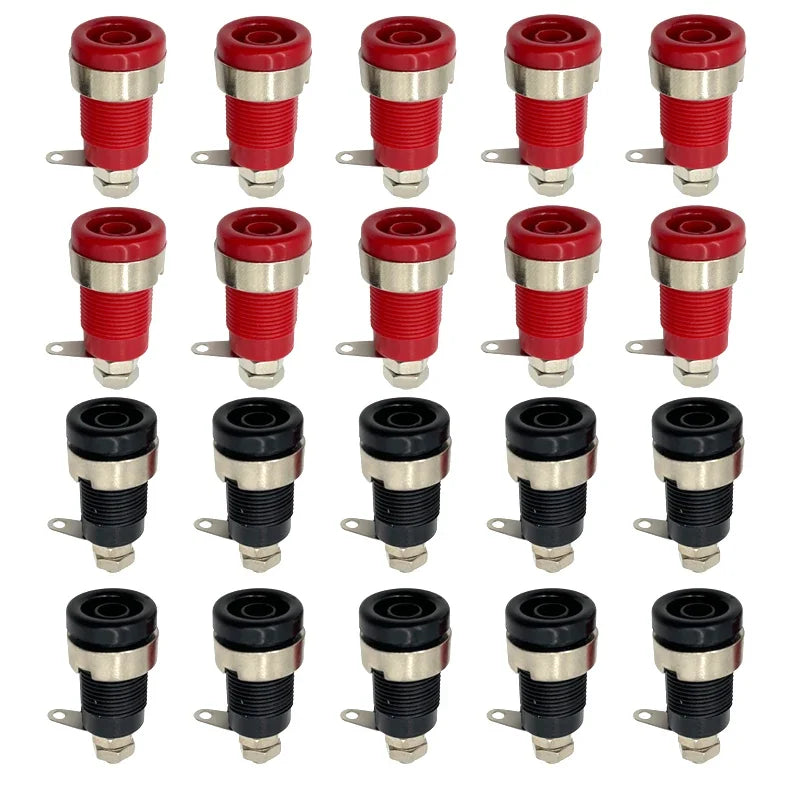 20PCS 4mm Banana Socket 32A Panel Mount Female Connectors, Insulated Safety Binding Post Jacks, 5 Colors for DIY Projects
