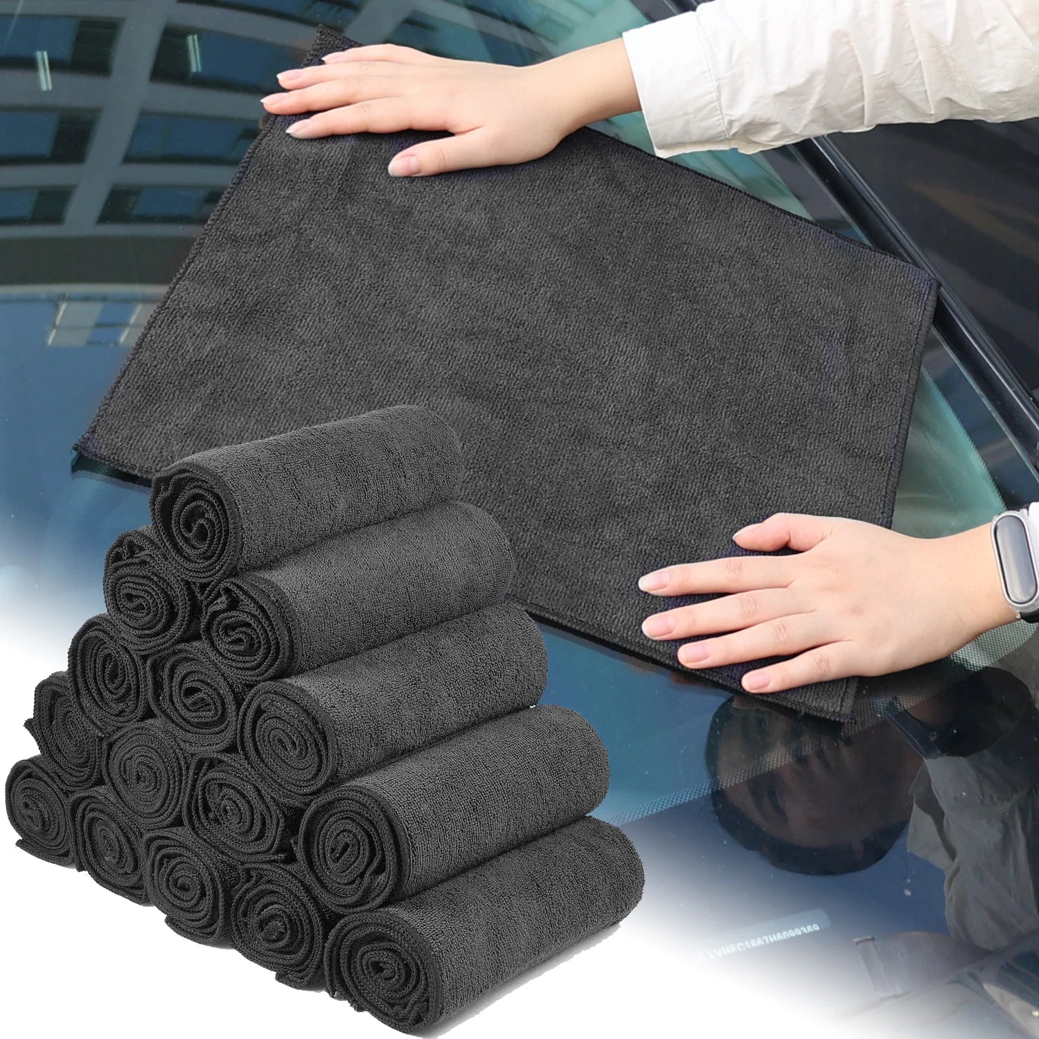 1-10pcs Absorbent Towel for Black Microfiber Car Wash Housework Cleaning Rags Cleaning Cloth Household Auto Washing Tools
