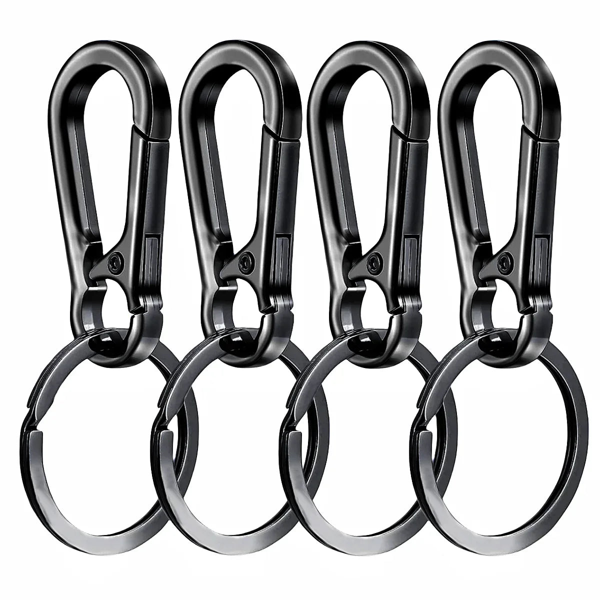 4Pcs Metal Carabiner Shape Key Ring Keyring Carabiner Clip Keychain Holder Clips Hook Holder Organizer for Car Keys Finder Amagi