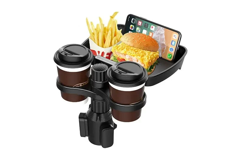 Car 360-Degree Rotating Dual-Cup Holder with Phone Stand and Expandable Base - Fits Most Round Car Cup Holes Accessories Amagi