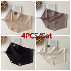 4PC Seamless Silk Women's Panties Ultra-Thin Briefs with High Elasticity Breathable Comfortable Soft Lingerie Underwear Amagi