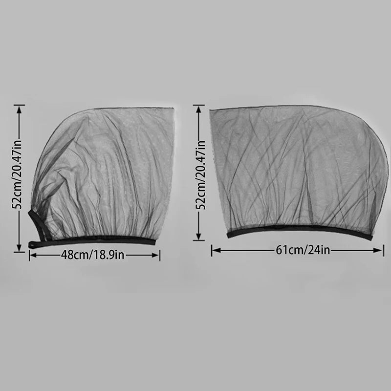 Car Sunshade Curtains Summer Mosquito Proof Curtains Universal Side Window Mesh Net Breathable Sunshade Auto Accessories Black