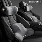Memory Foam Headrest Lumbar Support Set Ergonomic Neck Pillow Back Cushion Car Driver Seat Comfort Breathable Polyester Fabric
