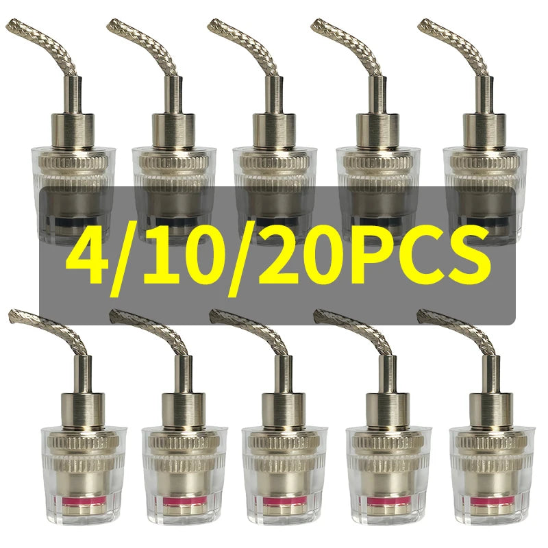 4/10/20PCS Clear Speaker Binding Posts with Banana Plug Sockets, Gold-Plated Copper Terminals for Amplifier, HiFi,Audio Speakers