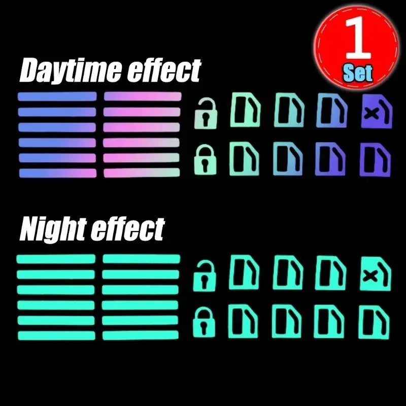 Car Window Lifter Stickers Car Night Glowing Interior Button Sticker Decals Car Lifter Switch Night Fluorescent Decoration
