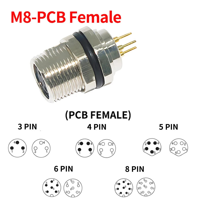 M8 Waterproof Aviation Connector Set, 3–8 Pin Male Female Plug & Socket for Proximity Sensor, Straight Right Angle/Flange Mount