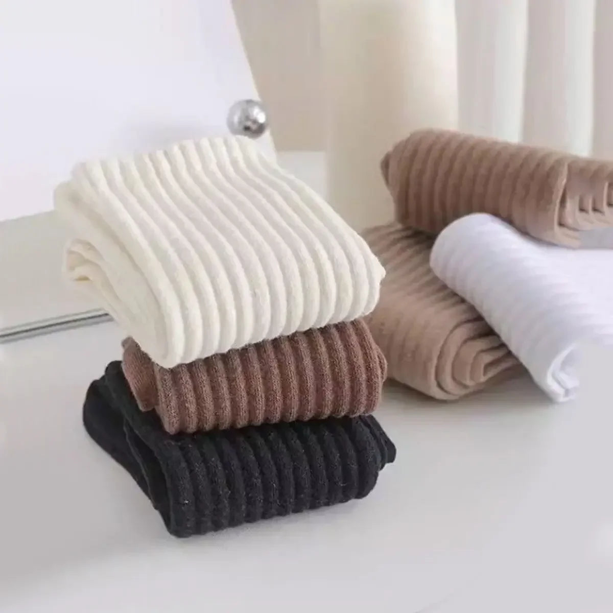 Autumn Winter Thicken Warm Wool Cashmere Thermal Long Crew Stockings Women Home Sleeping Solid Color Women Hot Tubing Socks Amag