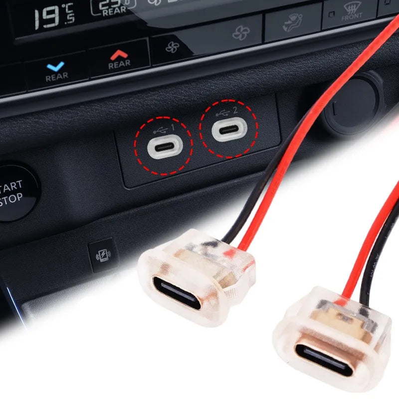 2-10pcs 11cm TYPE-C2P Female Glue-in Receptacle 3A Input Charging Port USB-C Power Port Charger Plug Connector for Cars 3c Smart