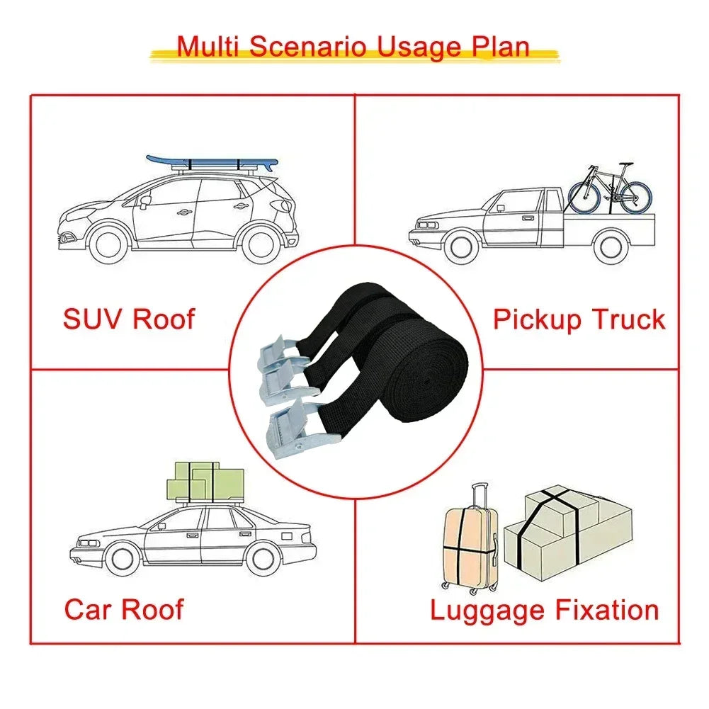 3 Pces 1M Buckle Tie-Down Belt Cargo Straps For Car Motorcycle Bike With Metal Tow Rope Strong Ratchet Belt for Luggage Amagi