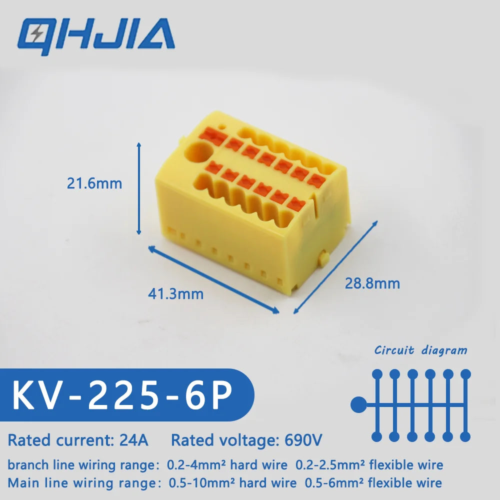 1 in Multiple Out Electrical Splitter Wire Connector Plug-in Terminal Block for Home Light Wiring Guide Rail Junction Box