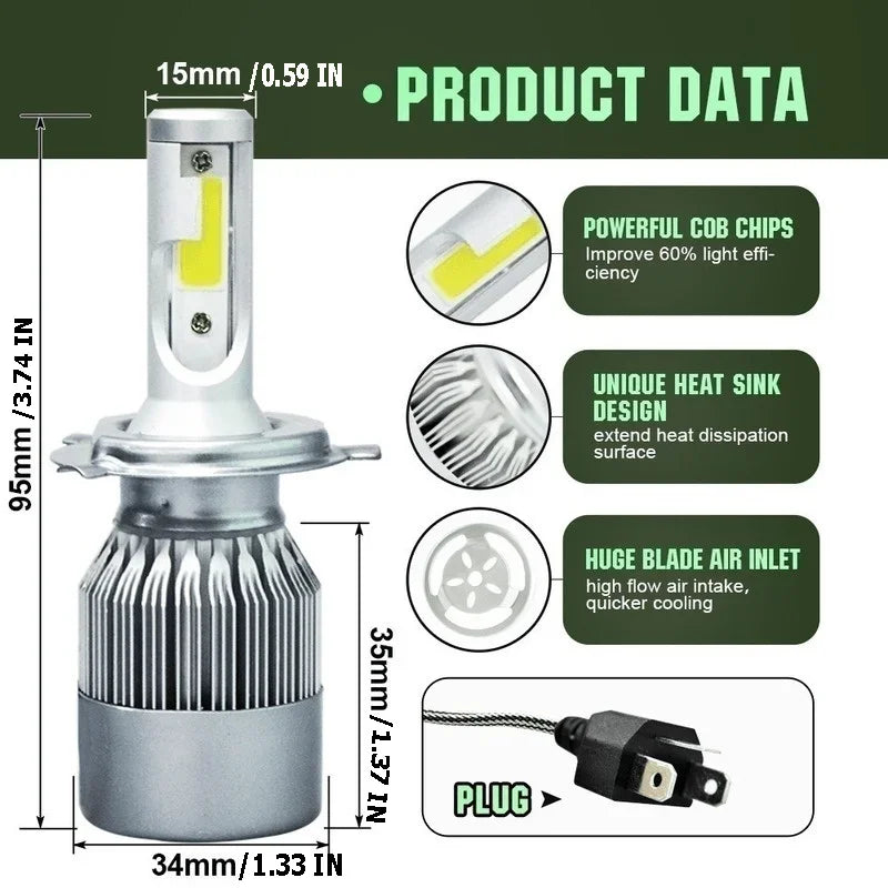 H7 Led H1 H11H3 H4 9005 9006 Lamp CANbus Headlight Bulb H13 9004 9007 880 Auto Fog Light Motorcycle 20000LM 6000K White Amagi
