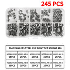 304 Stainless Steel Grub Screws Assortment Kit, Hex Socket Cup Point Set Screws with Allen Key,M3–M10 DIN916 Precision Fasteners