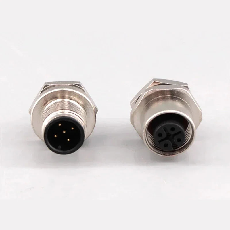 1pcs M12 4pin 5 8Pin Sensor Connector Panel Back Mount Waterproof Flange Socket Threaded Coupling Male&Female A Code Connectors