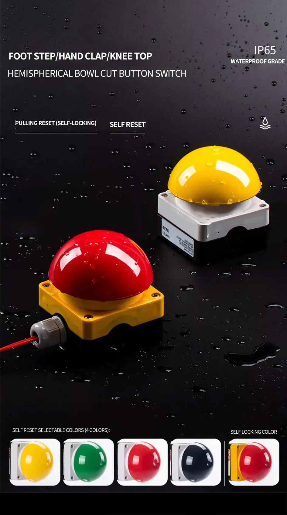 Large Mushroom Head Emergency Stop Button Switch, Waterproof Momentary or Self Locking Push Button for Machine Control