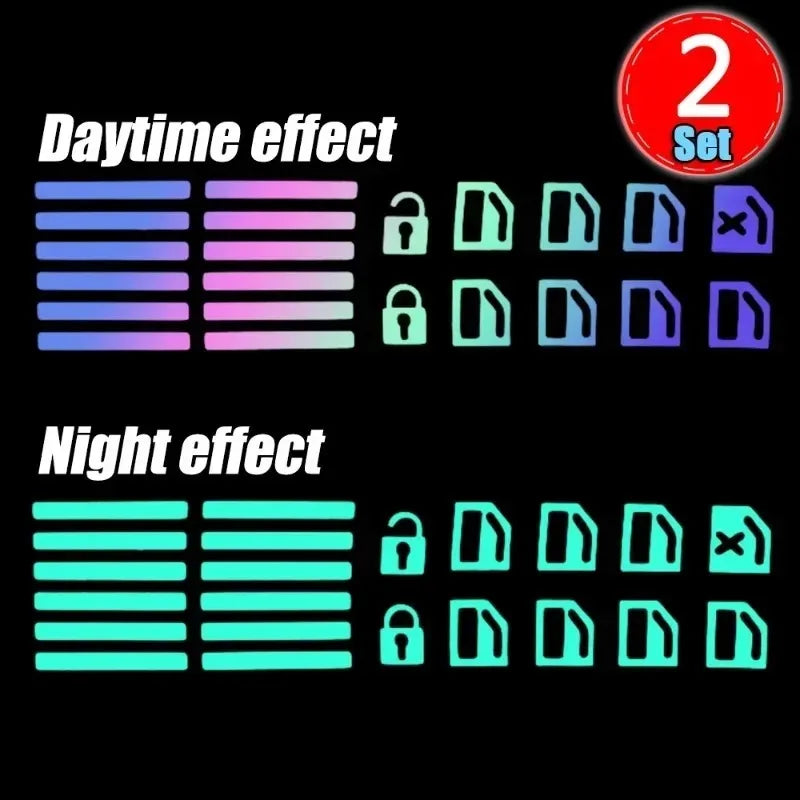 Car Window Lifter Stickers Car Night Glowing Interior Button Sticker Decals Car Lifter Switch Night Fluorescent Decoration