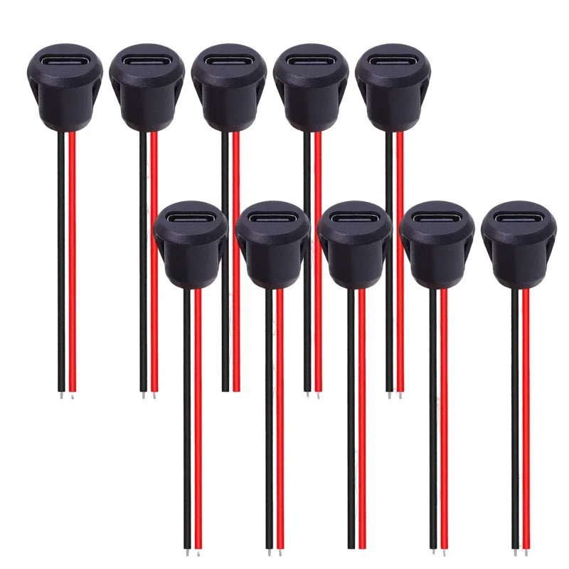 1-20pcs USB Connector Type-C Waterproof with Female Socket 2Pin Fast Charging Jack Charging Port USB-C Charger Plug Socket Tools