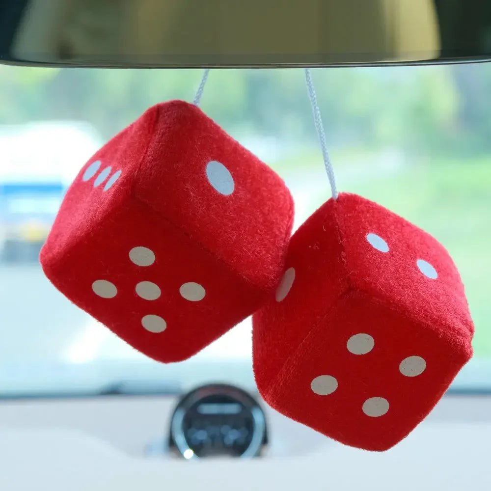 Dice For Car Mirror Auto Rear Mirror Plush Dice Soft And Fuzzy Car Charm Interior Ornament For Sedan Truck SUV Hangable Amagi