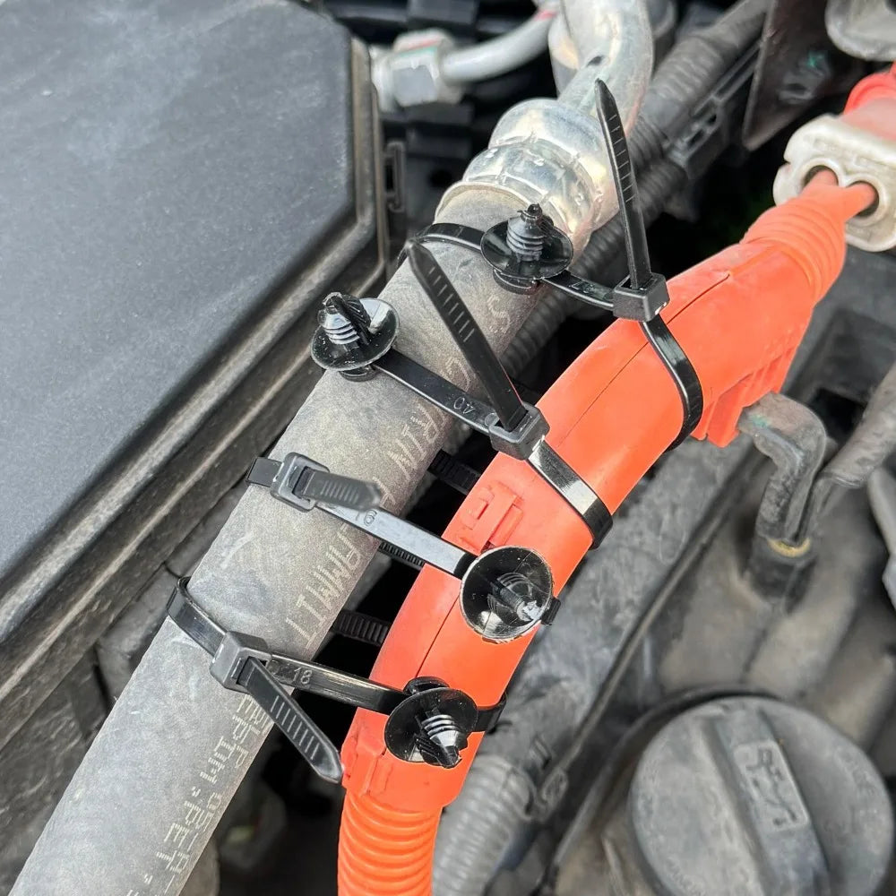 Universal Car Wiring Harness Fastener Clip Push Mount Cable Tie Nylon Zip Tie Auto Wire Loom Fixer Retainer Strap Set 15cm 20cm