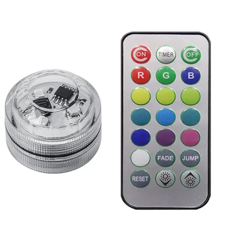 Mini Submersible LED Lights Small Underwater Tea Candles Waterproof with Remote Control for Vase Home Party Wedding Table Amagi