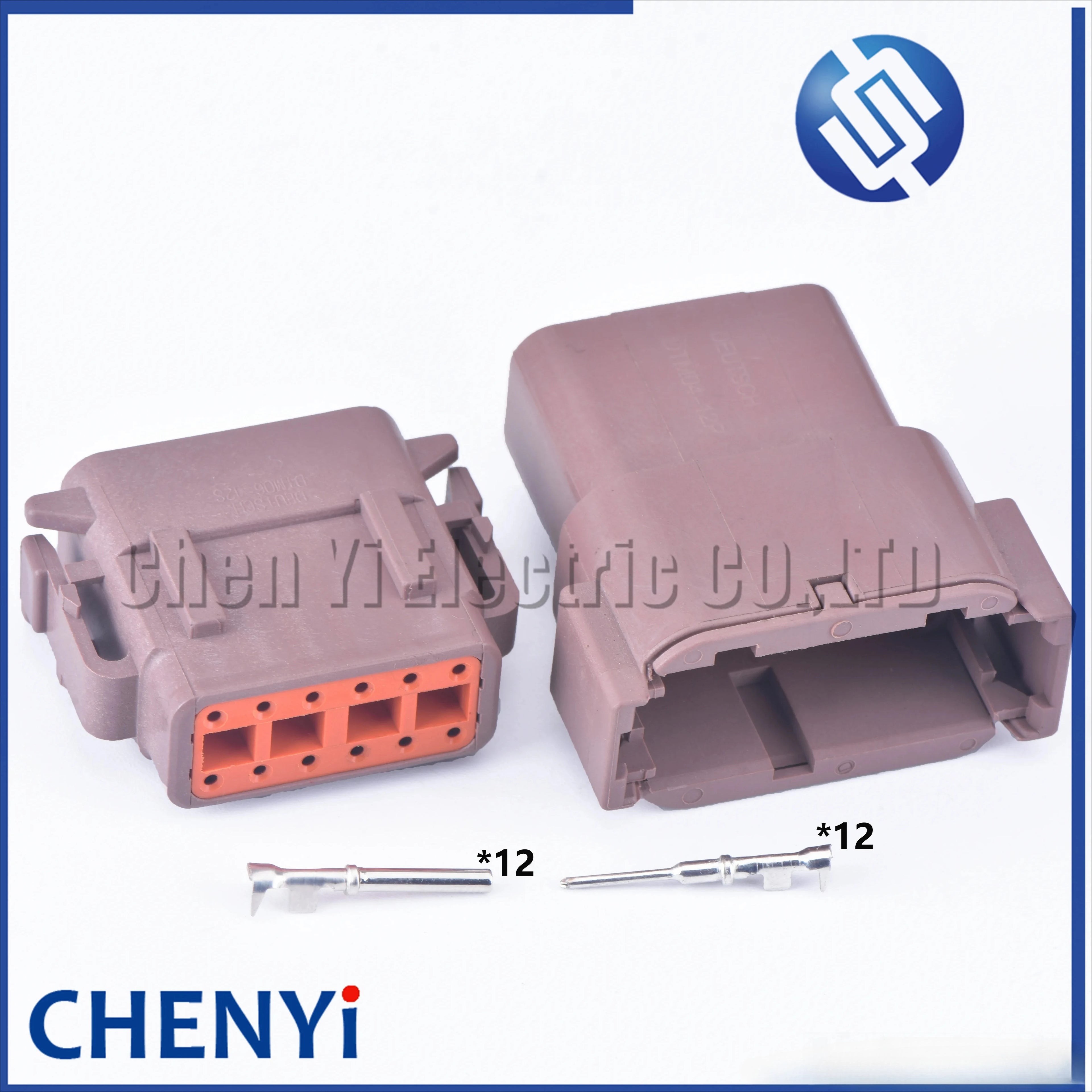 brown Deutsch 12 Pin Sealed waterproof connector DTM06-12SD DTM04-12PD Automotive Connector Heavy Truck Wiring Harness Plug