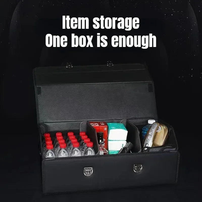 Car Trunk Organizer Box Large Capacity Auto Multiues Tools Storage Bag Stowing Tidying Leather Camping Outdoor Car Storage Bags