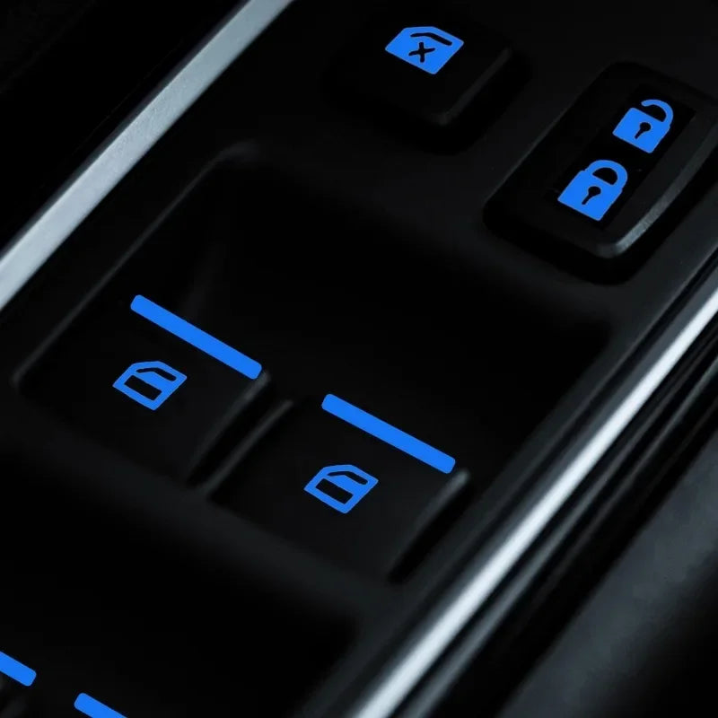 Luminous Car Window Button Sticker Night Glowing Lifting Switch Safety Decoration Stickers Door Window Lifter Switch Decals