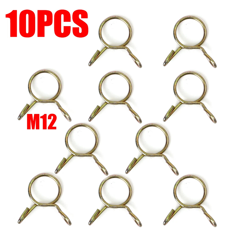 20/10Pcs Spring Hoop Hose Clamp Zinc Plated Pipe Clip Fuel Tube Water Pipe Air Tubing Fixed Clip Assortment Kit Home Hardware