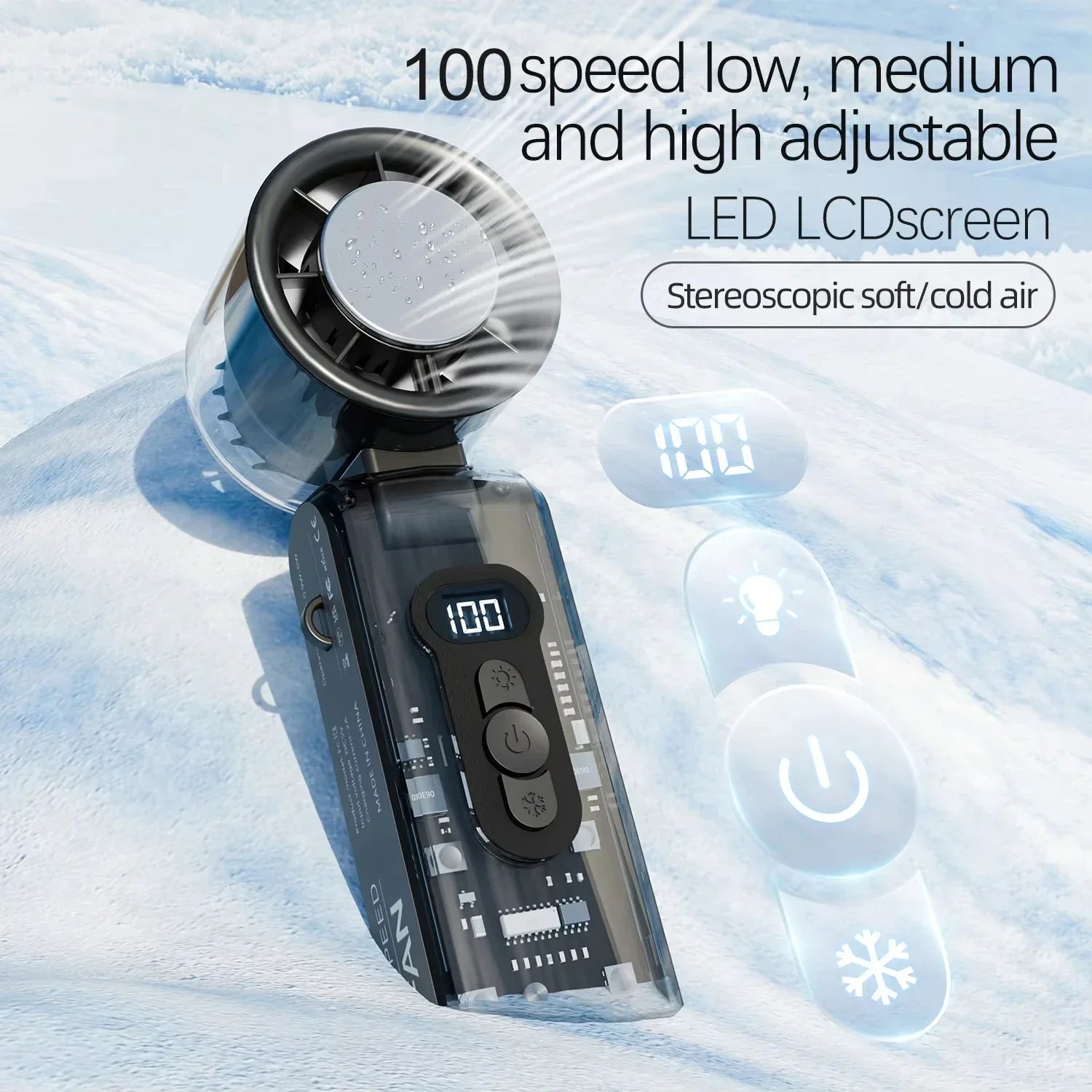 Car Portable Handheld Turbo Fan Rechargeable Mini Fans Ice Cooling LED Digital Display For Travel Office Outdoor Amagi