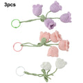  3PCS Cute Lily Of The Valley Car Rearview Mirror Pendant Hand-crocheted Car Bellflower Hand Knitted Hanging Pendant