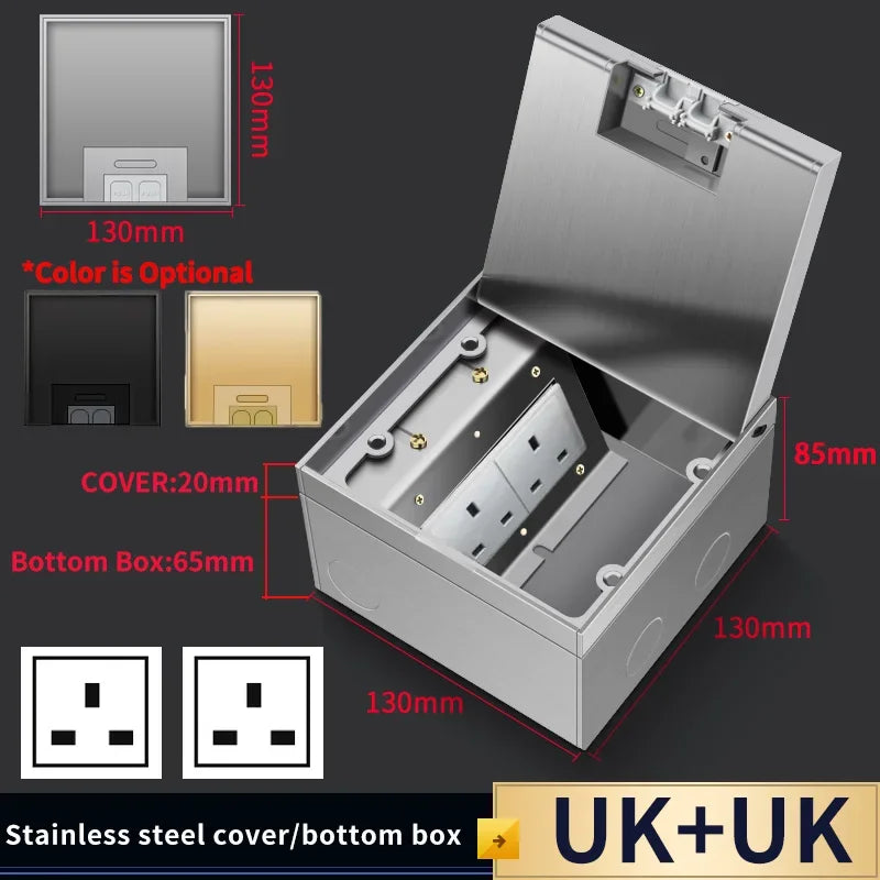Stainless Steel Floor Socket Outlet, Hidden Flush Mount Electrical Floor Power Socket for EU US FR BR IL Standard Plug