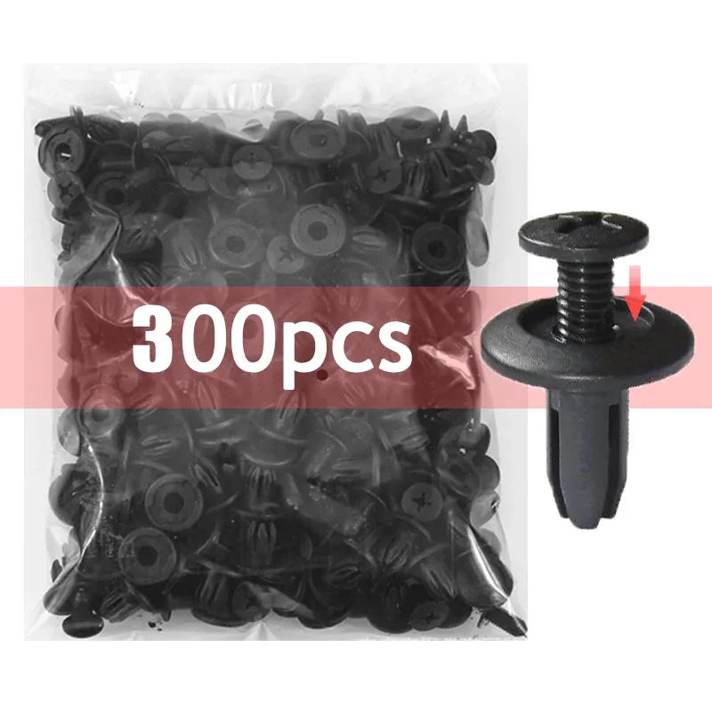 Universal Car 8mm Hole Plastic Rivets 1000/50 Fastener Push Clip Black Bumper Door Trim Panel Retainer Fastener Clip Accessories