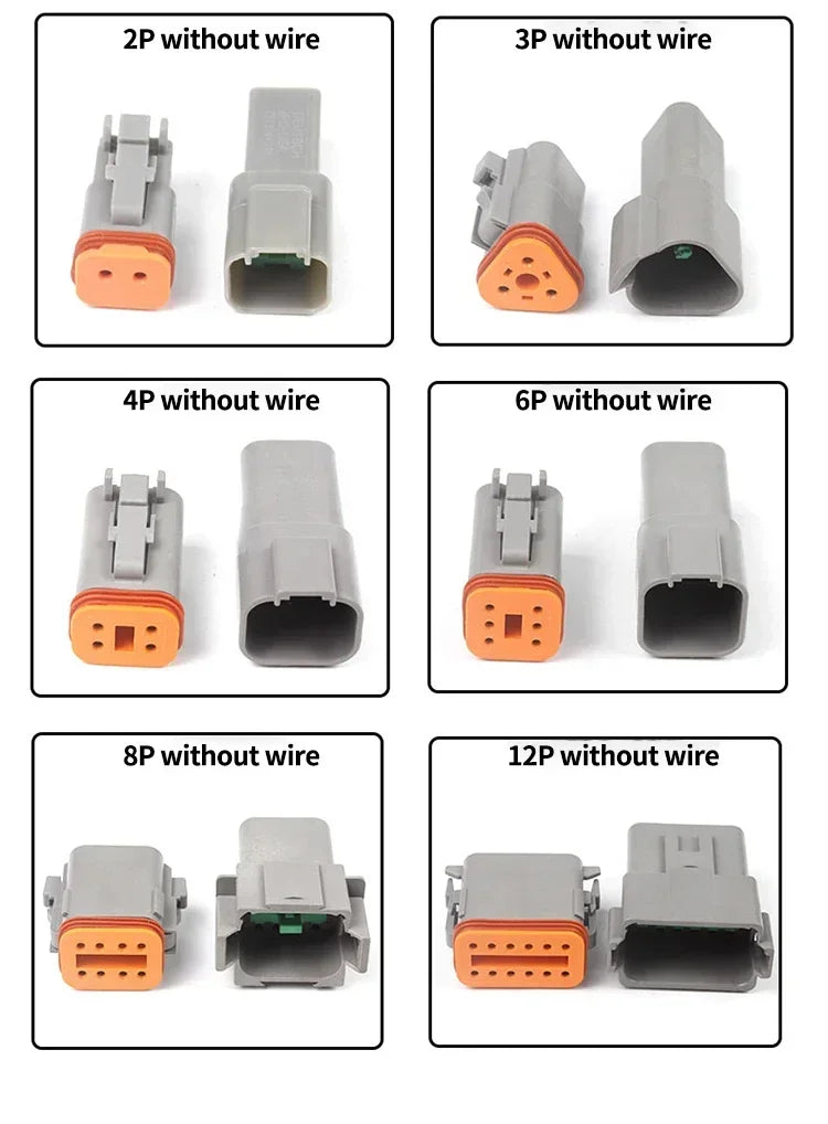 5 Sets Deutsch DT Connector with 15cm Wiring Harness DT06-2S/DT04-2P 2P 3P 4P 6P 8P 12P Waterproof Electrical Connector