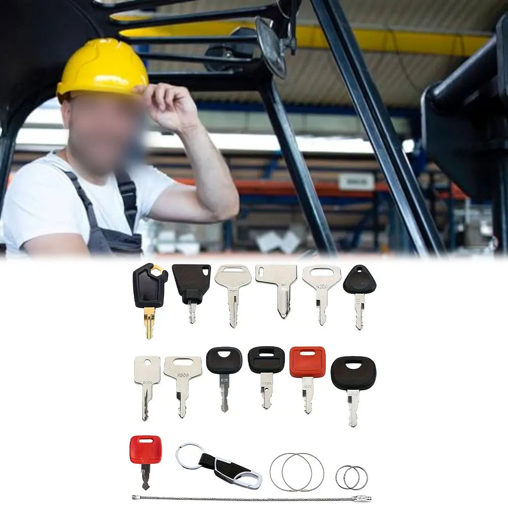 13PCS Ignition Key Set For Construction Machinery Tractors And Excavators Replacement Car Master Key Ignition Set