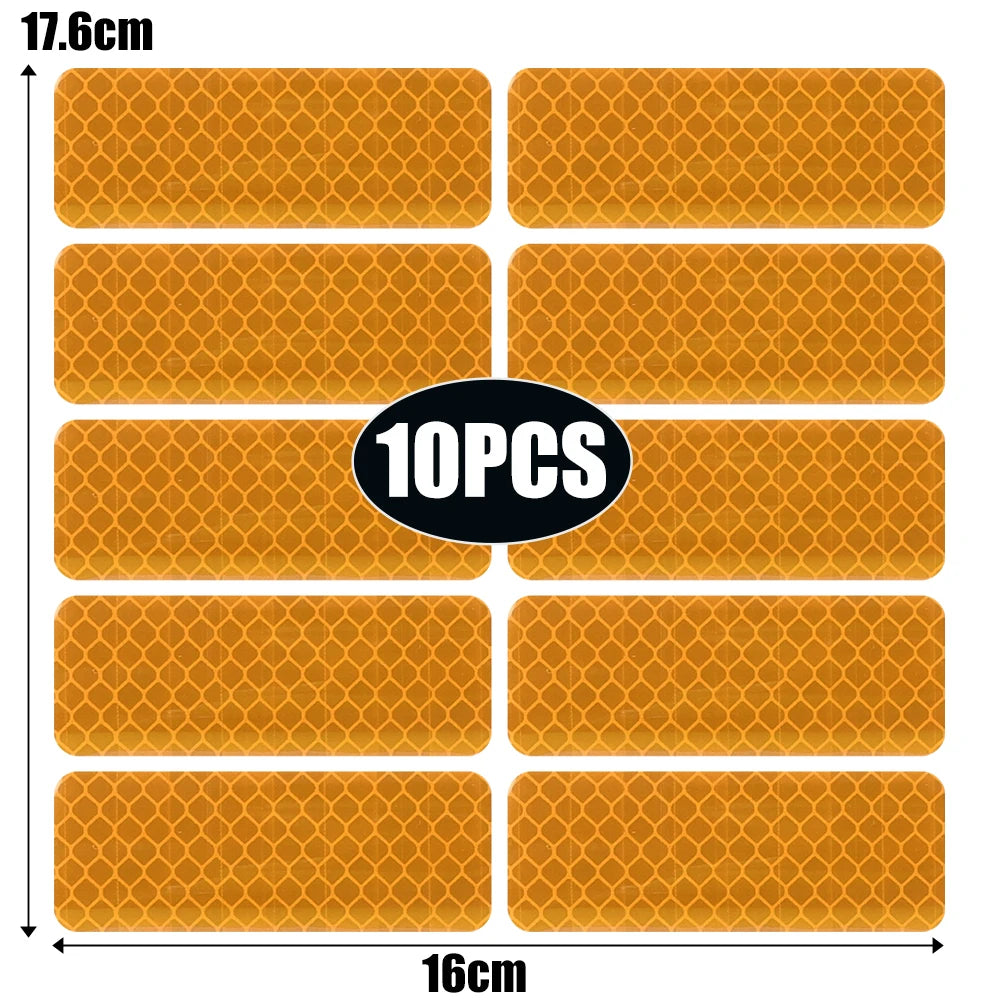 10pcs Car Bumper Reflective Safety Strip Sticker Warning Reflector Tape Auto Car Accessories Exterior Interior Reflector Sticker