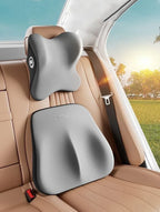 Comfortable Memory Foam Car Seat Cushion with Lumbar Support and Neck Pillow Synthetic Fiber Woven Universal Fit for Vehicle