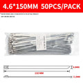 50PCS 304 Stainless Steel Zip Ties, Heavy-Duty Self-Locking Metal Cable Ties 4.6mm,Anti-Rust & Heat Resistant for Marine,Outdoor