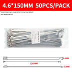 50PCS 304 Stainless Steel Zip Ties, Heavy-Duty Self-Locking Metal Cable Ties 4.6mm,Anti-Rust & Heat Resistant for Marine,Outdoor